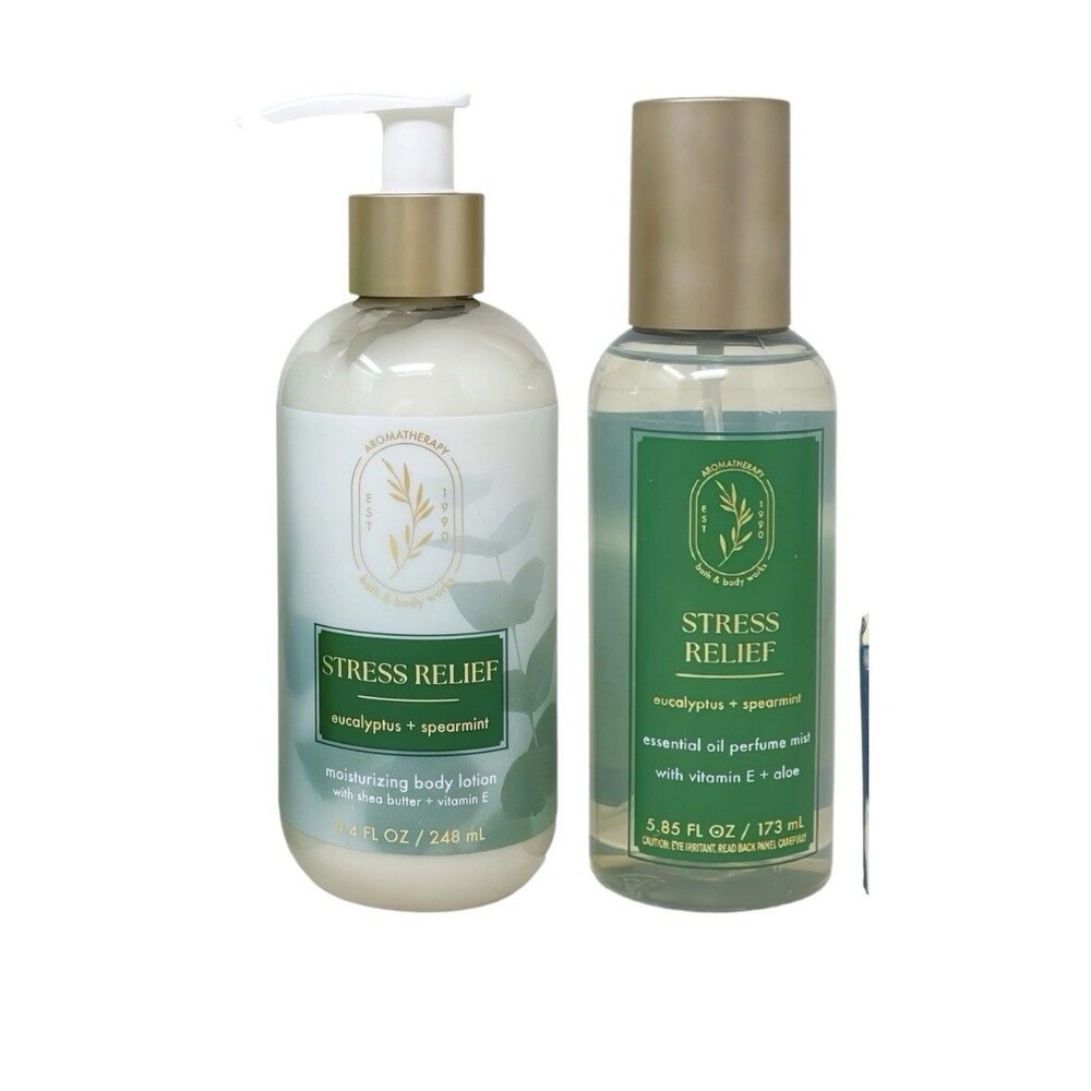 2 Bath & Body Works Stress Relief Aromatherapy Essential Oil Mist & moisturizing